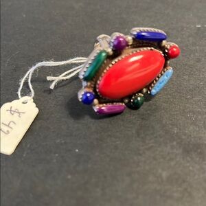 Multicolor Gemstone Silver Ring